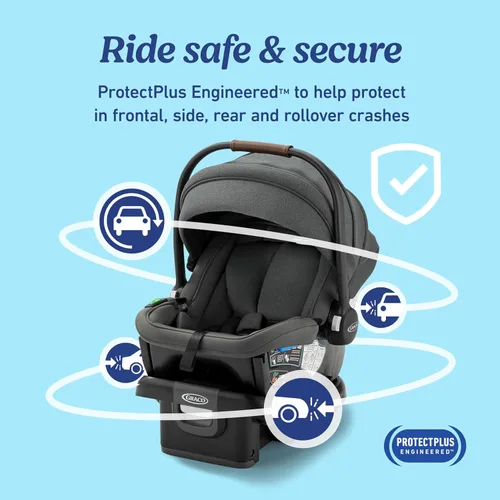 Vista 6 de Graco Gomax - Asiento infantil para automóvil, color orquídea, ligero, reclinable, orientado hacia atrás, se instala con o sin base