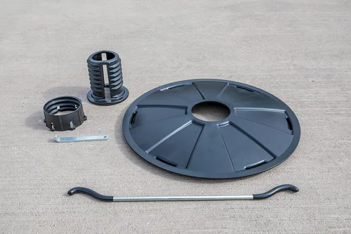 Vista 22 de Goalrilla El bloqueador de llantas de baloncesto protege tu aro con un sistema de bloqueo, color negro