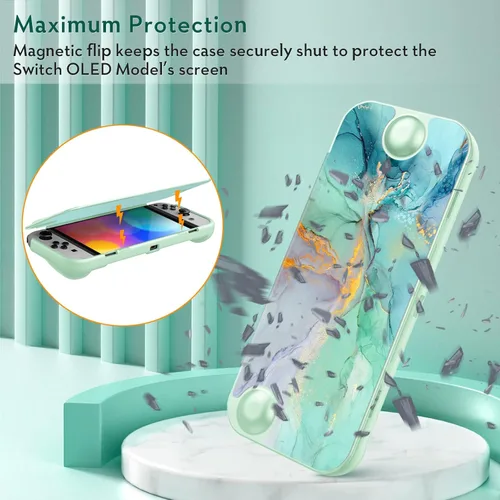 Vista 3 de Fintie Flip Case for Nintendo Switch OLED Model - Screen Safe Slim Protective Soft TPU Shell with Magnetically Detachable Front Cover & Ergonomic