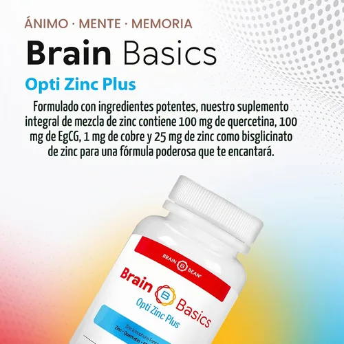 Vista 6 de Brain Basics Opti Zinc Plus - Suplemento de zinc con quercetina, EGCG y cobre. Fórmula de apoyo inmunológico - 60 cápsulas