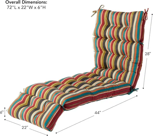 Vista 9 de Greendale Home Fashions Cojín para tumbona exterior de 72 x 22 pulgadas, Adobe Stripe