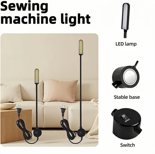 Vista 7 de Luz LED de 30 para máquina de coser con base magnética súper fuerte - Lámpara de trabajo de cuello de silicona totalmente flexible para mesas