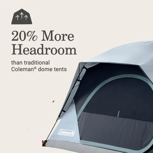 Vista 3 de Coleman Tienda Skydome con luces LED y configuración de 5 minutos, resistente a la intemperie para 4 personas con iluminación superior, hecha