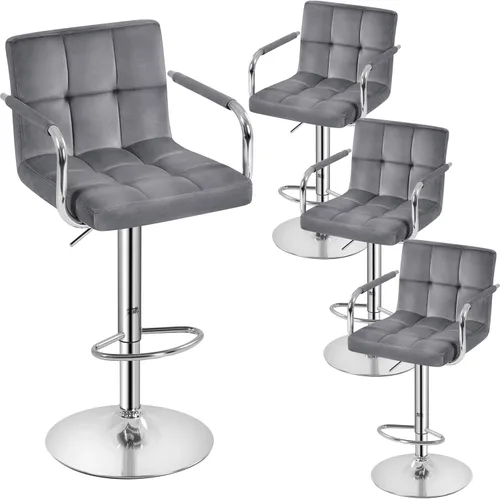 Vista 205 de Yaheetech - 4 taburetes de bar ajustables para mostrador de cocina, taburetes de bar/mostrador, silla de comedor giratoria hidráulica de piel Marrón