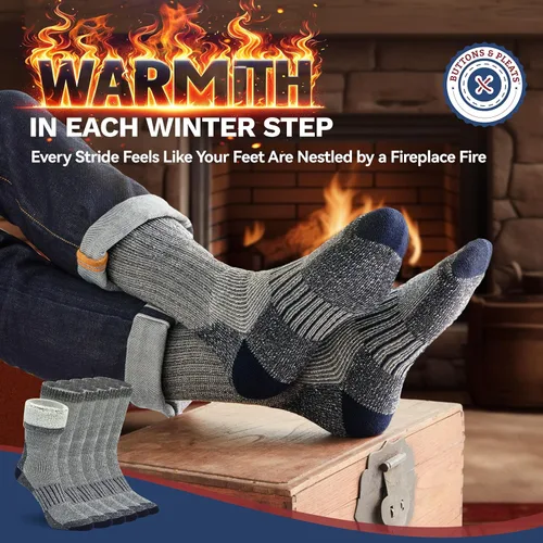 Vista 2 de Buttons & Pleats Calcetines de senderismo de lana merino prémium para exteriores