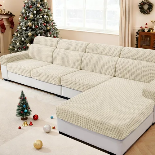 Vista 24 de MAXIJIN Fundas de cojín para sofá seccional, funda de cojín elástica para sofá, lavable, protector de muebles con parte inferior elástica y correa