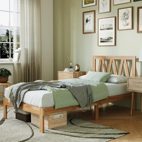 Vista 14 de Novilla Marco de Cama Tamaño King Marco de Cama King y Cabecero, Marcos de Cama King con Cabecero y Soporte de Listones de Madera, No Se Necesita