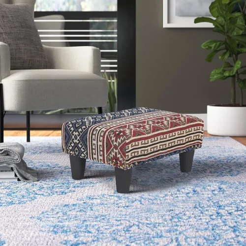 Vista 2 de Joveco Reposapiés pequeño acolchado de tela, otomanos con patas de plástico, taburete rectangular moderno para sala de estar, sofá, perros (bohemia)