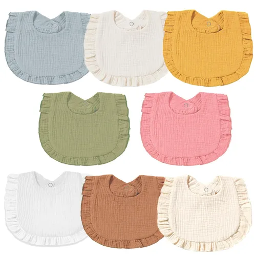 Vista 8 de Baberos de muselina para bebé, baberos tipo bandana para babeo para niñas, baberos de algodón 100% ajustables y suaves para dentición y babeo