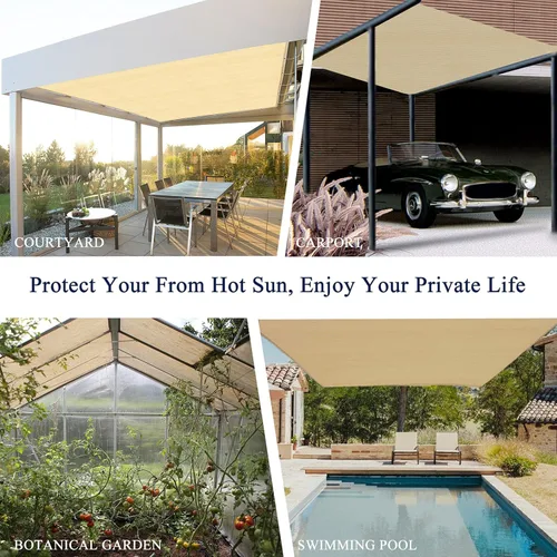 Vista 5 de Parasol para exteriores, 6 x 12 pies, pérgola, cubierta y sombrilla de patio trasero con protección UV, material de HDPE resistente al calor, ojales