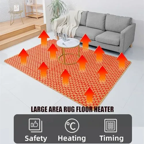 Vista 5 de Electric Heated Area Rug - Large Floor Heater with 60 Adjust Temperature Levels, 12-Hour Timer, Carbon Crystal Heating Pad for Indoor Comfort and
