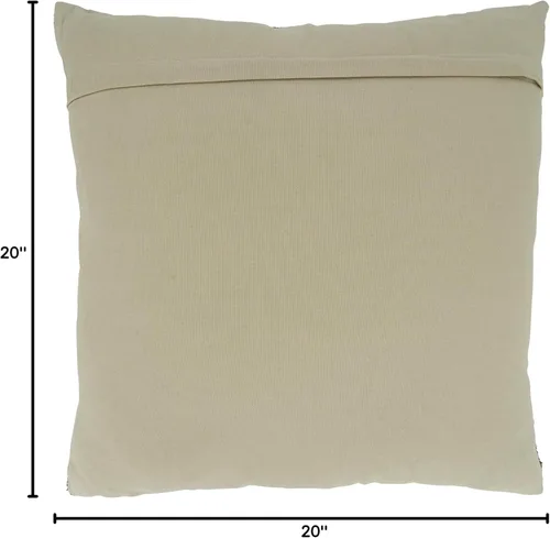 Vista 6 de SARO LIFESTYLE Isla Berry Design - Almohada de cuadros cosida con relleno de plumón, 20 x 20 pulgadas, natural