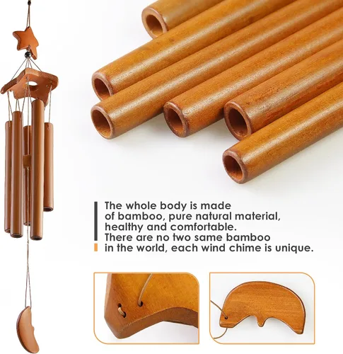 Vista 5 de Campanillas de viento de bambú para exteriores, campanillas de viento de madera para exteriores con increíble tono profundo, campanilla de viento