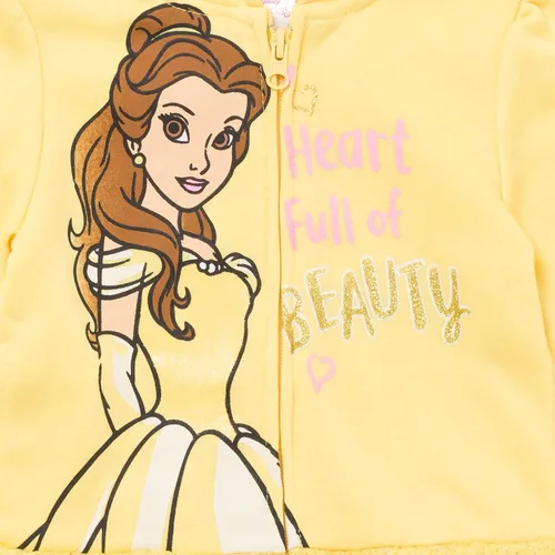 Vista 2 de Disney Princesa Moana Ariel Cenicienta Belle - Sudadera con capucha con cremallera para bebés a niños grandes, Naranja