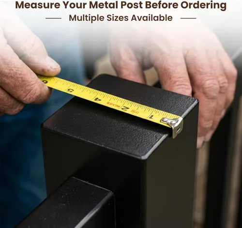 Vista 5 de Tapa de poste de pirámide de aluminio de 2 x 2 pulgadas para postes de metal, ajuste a presión, color negro con recubrimiento en polvo, resistente