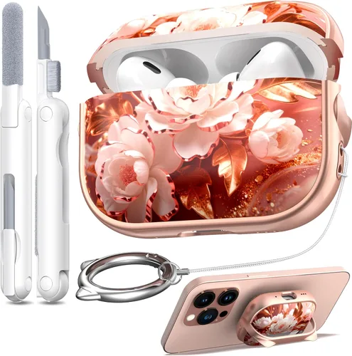 Vista 69 de RFUNGUANGO AirPods Pro - Funda transparente de TPU suave con kit de limpieza y llavero, compatible con Magsafe, funda protectora compatible