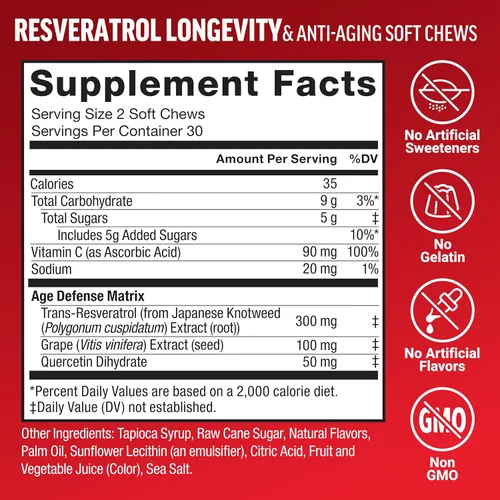 Vista 7 de Resveratrol, bayas mixtas, 60 masticables suaves + suplemento NMN, mononucleótido de nicotinamida para apoyar el envejecimiento saludable