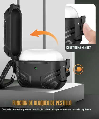 Vista 2 de MOBOSI Funda para AirPods Pro 2 con cerradura, compatible con funda Airpod Pro de 2ª/1ª generación, funda protectora de grado militar con kit