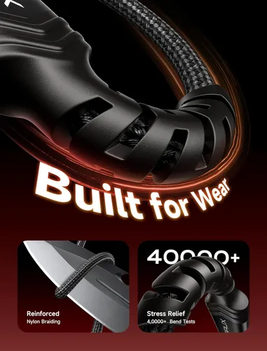 Vista 3 de JSAUX - Paquete de 3 cables USB C 3 A de carga rápida (10/6.6/3.3 pies), USB A a tipo C, trenzado de nailon compatible con Samsung Galaxy Gris