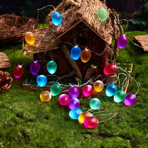 Vista 3 de Guirnalda de luces de Pascua decorativas con forma de huevo, 30 luces LED de 10 pies, funciona con pilas para el hogar, dormitorio, cumpleaños