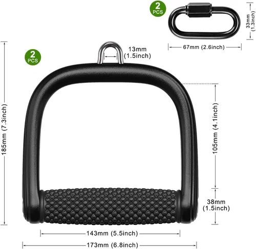 Vista 7 de BeneLabel Accesorio de cable con mango en D, accesorios de cable para gimnasio, agarre antideslizante y cómodo, mango de aleación de aluminio