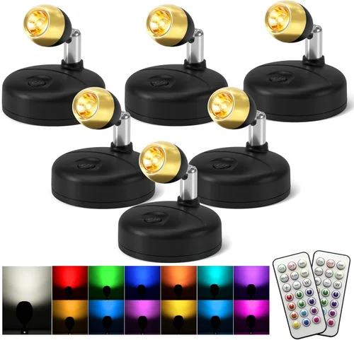 Vista 8 de KINDEEP Proyector LED inalámbrico RGB, luces de acento a pilas, luz de disco para interiores, luz vertical regulable con control remoto, blanco