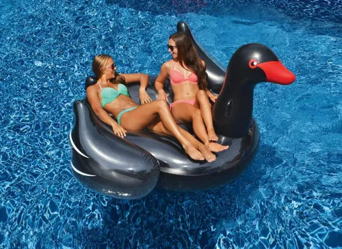 Vista 5 de Swimline 90628 - Flotador inflable gigante de cisne negro para piscina, grande