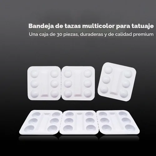 Vista 2 de Soporte de tinta, 30 unidades, bandeja de vaso de tinta desechable, bandejas de pigmento de tinta de plástico, soporte para tinta de cejas, vasos