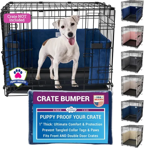 Vista 13 de Pet Dreams Parachoques para jaulas para perros, cómodo forro y protector de cola de perro para jaula interior, se adapta a jaulas iCrate de 18, 24