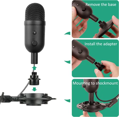 Vista 3 de Brazo de brazo de micrófono para Razer Seiren V2 X, soporte de brazo de micrófono ajustable con soporte de choque, filtro pop, abrazadera de montaje