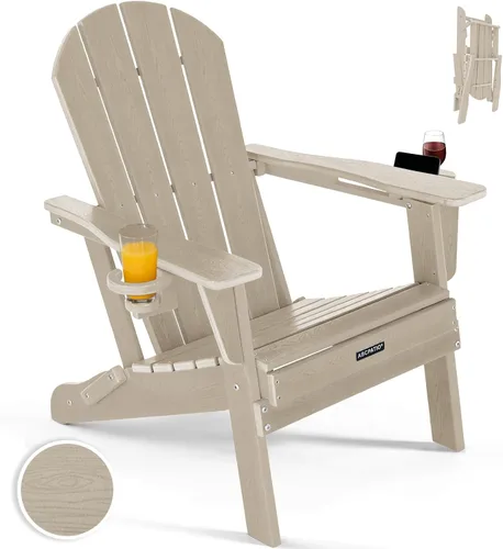 Vista 28 de Sillas Adirondack plegables – Silla Adirondack de plástico con soporte para tazas, sillas para exteriores resistentes a la intemperie