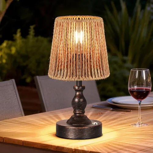 Vista 13 de PARTPHONER Mini lámpara de mesa LED inalámbrica, lámpara recargable de 5200 mAh operada por batería, brillo de 3 niveles, lámpara de escritorio