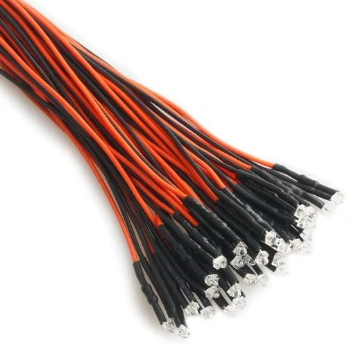 Vista 37 de 30 piezas de luces LED de 12 voltios de 1.8 mm, diodos emisores, precableados, 20 cm, DC 12v, lente transparente, pequeñas lámparas LED