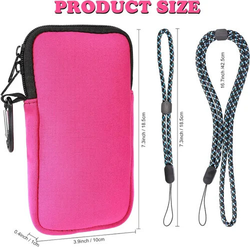 Vista 6 de Pwsap Calcetín para teléfono, bolsa de neopreno universal resistente a golpes e impactos con mosquetón y correa de cordón, funda para senderismo