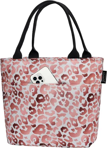 Vista 12 de Aosbos Bolsa de almuerzo, lonchera aislada para mujer, a prueba de fugas, bolsa de almuerzo para el trabajo, color negro