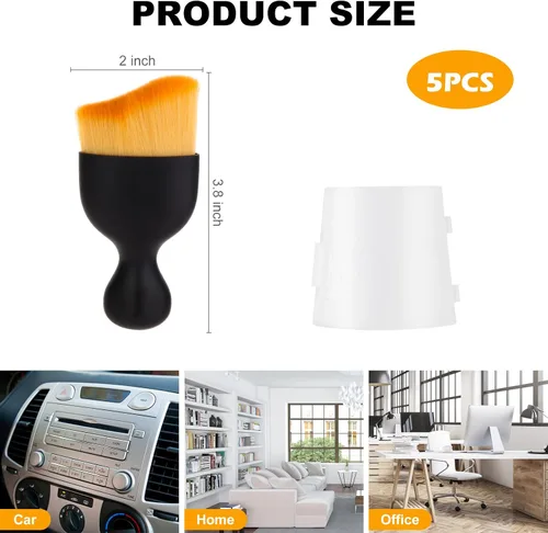 Vista 3 de 5 piezas de cepillo para detalles interiores de coche, cepillo de limpieza de polvo interior, herramienta de cepillo suave para plumero de coche