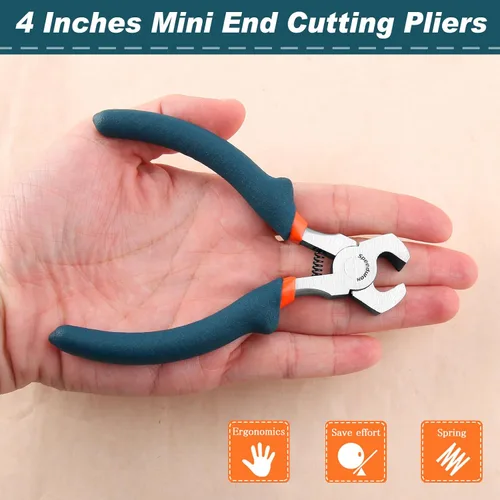 Vista 4 de SPEEDWOX Mini alicates de extremo de 4 pulgadas, alicates pequeños para hacer joyas, alicates convexos para cortar joyas, corte de alambre