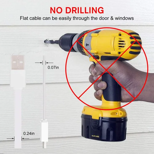 Vista 9 de Adaptador de corriente compatible con Arlo (reemplazo CR123A), con cable de 25 pies/24.6 ft resistente a la intemperie para exteriores alimenta