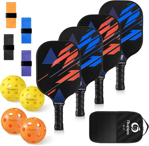 Vista 8 de niupipo Pickleball Paddles Set of 2 or 4, USAPA Approved Fiberglass Pickleball Paddle Set with Balls and Bag, Polypropylene Honeycomb Core