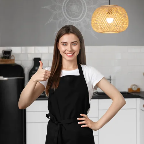 Vista 4 de Aprons for Men - 100% Polyester Chef Apron Women with Extra Long Ties - Cooking Aprons for Women & Mens Apron