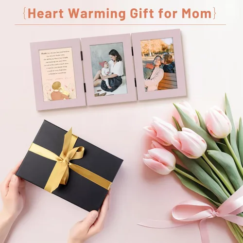 Vista 63 de Golden State Art - Marco decorativo con bisagras para mesa, escritorio, 3 aberturas verticales, con cristal real