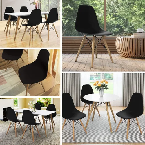 Vista 31 de GOFLAME DSW - Sillas de comedor, sillas de plástico con patas de madera, sillas sin brazos de estilo moderno para sala de estar, cocina, dormitorio