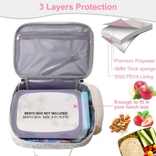 Vista 3 de RHCPFOVR Lonchera para niños – Lonchera aislada para niños y niñas, bolsa de almuerzo lavable y lonchera reutilizable a prueba de fugas