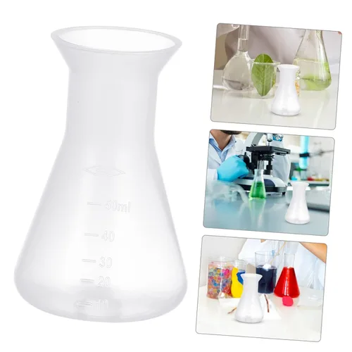 Vista 3 de iplusmile 5pcs Plastic Conical Flask Laboratory Flask for Experiments Lightweight Material for School Chemistry Classes Prevents Liquid Spatter