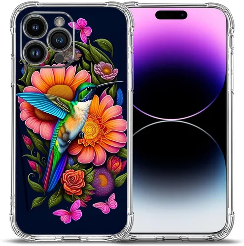 Vista 23 de Funda para iPhone 14 Pro Max, hermosa protección contra caídas de girasoles a prueba de golpes, funda protectora de cuerpo completo resistente a