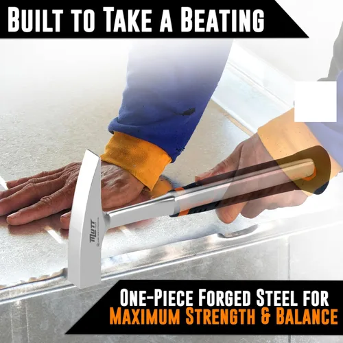 Vista 4 de Martillo de chapa de 18oz de Mutt Tools - Martillo profesional para dar forma a metales para hojalateros - Martillo forjado para HVAC con mango