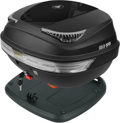 Vista 9 de AUTOINBOX caja universal para parte trasera de motocicleta Tronco, espacio de equipaje, 47 L dura con piezas de montaje, color negro