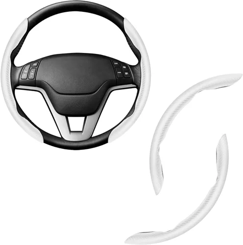 Vista 11 de Amiss 3 piezas de cubierta de volante de fibra de carbono antideslizante, diseño de mariposa impermeable y segmentado, protector de rueda