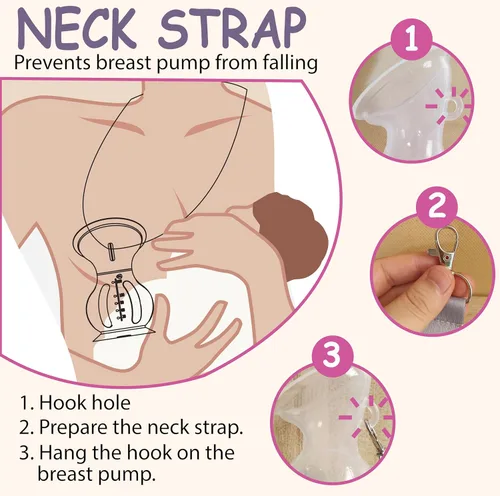 Vista 4 de Amplim Extractor de leche manual, recolector de leche de silicona de grado alimenticio Gen 3 para lactancia materna mamá con tapón y cordón