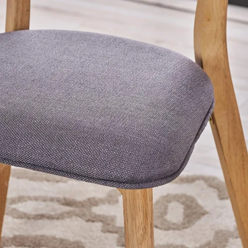 Vista 20 de GDFStudio Chazz Mid-Century - Juego de 2 sillas de comedor con marco de mediados de siglo, juego de 2 piezas, gris oscuro y acabado de nogal natural